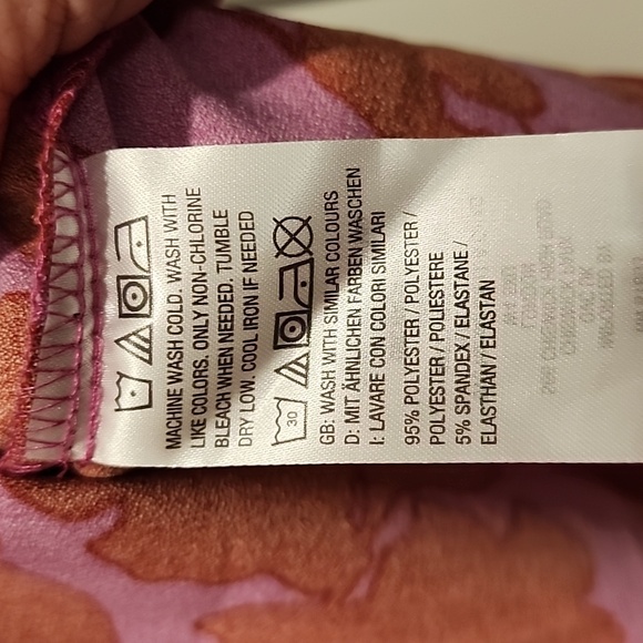 NWOT Denim and Co pink and red botanical print blouse 1x - Picture 5 of 5